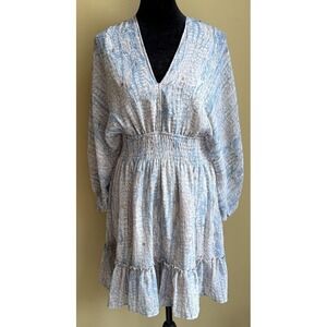 Lovestitch Smock Waist Dress Size S V-Neck Long Sleeve Open Back Boho Casual NWT